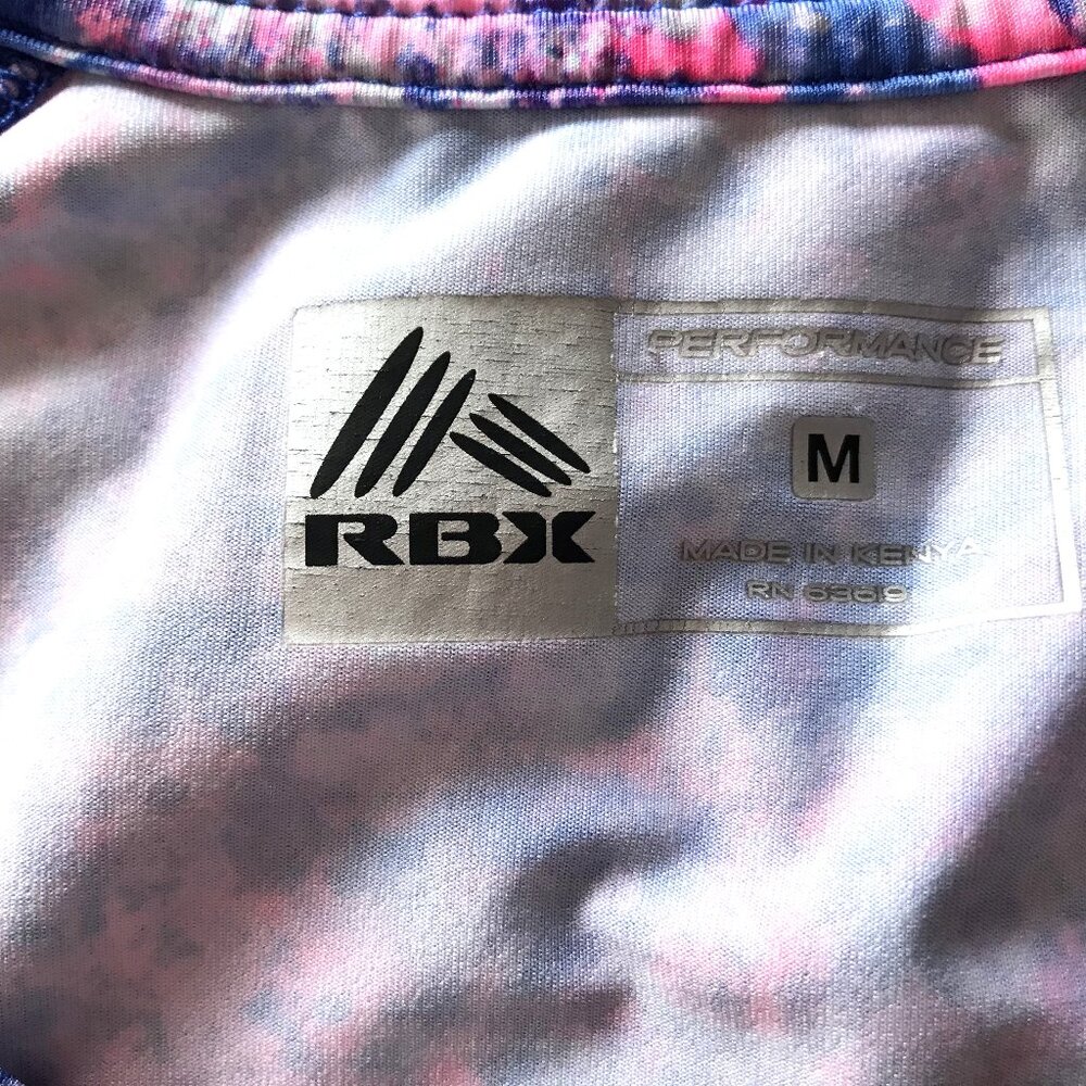 RBX Performance Short-Sleeved Athletic Top, Summery Blue Pink Print, Size M - Picture 3 of 10